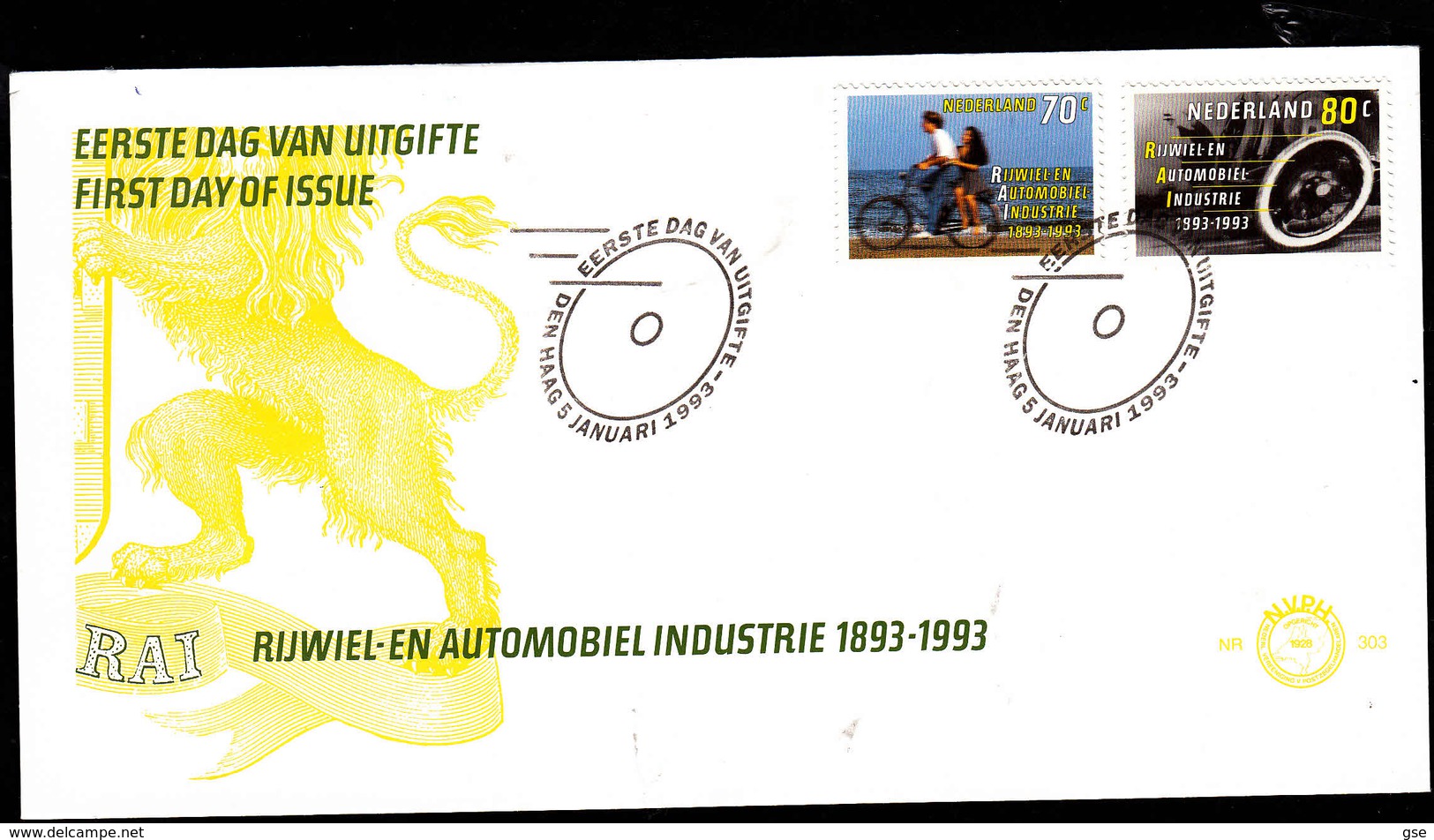 PAESI BASSI  1993 - FDC - Unificato  1430/1 - Industria Automobilistica E Ciclistica - Fabbriche E Imprese