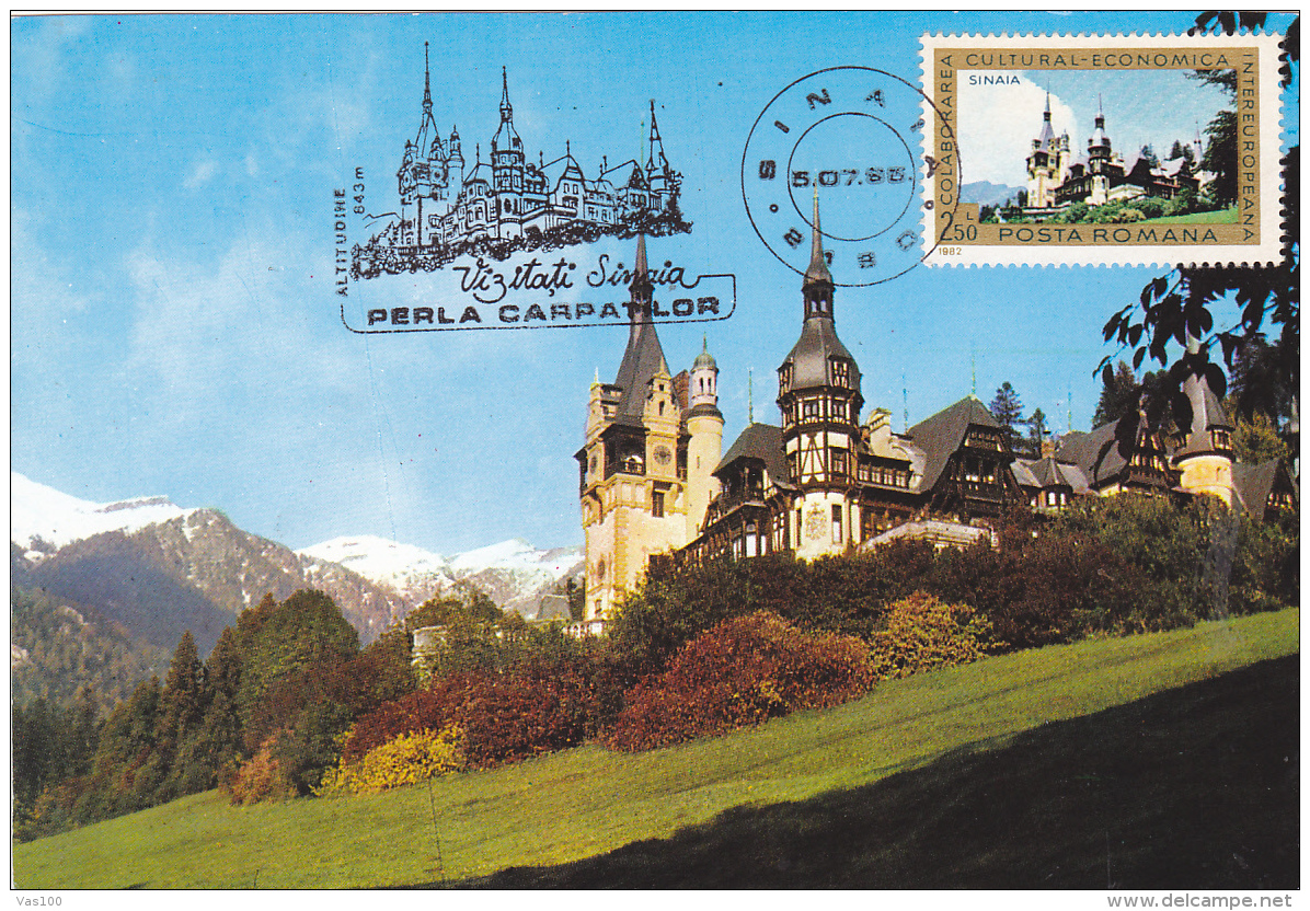 #BV5585 SINAIA, PELES CASTLE, C.M. CARTE MAXIMA, MAXIMUM CARD, 1986, ROMANIA. - Cartes-maximum (CM)