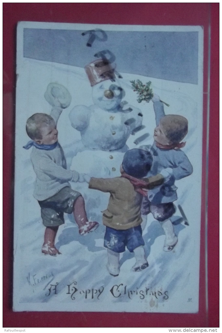 Cp Enfants Bonhomme De Neige Signé Feiertag - Feiertag, Karl