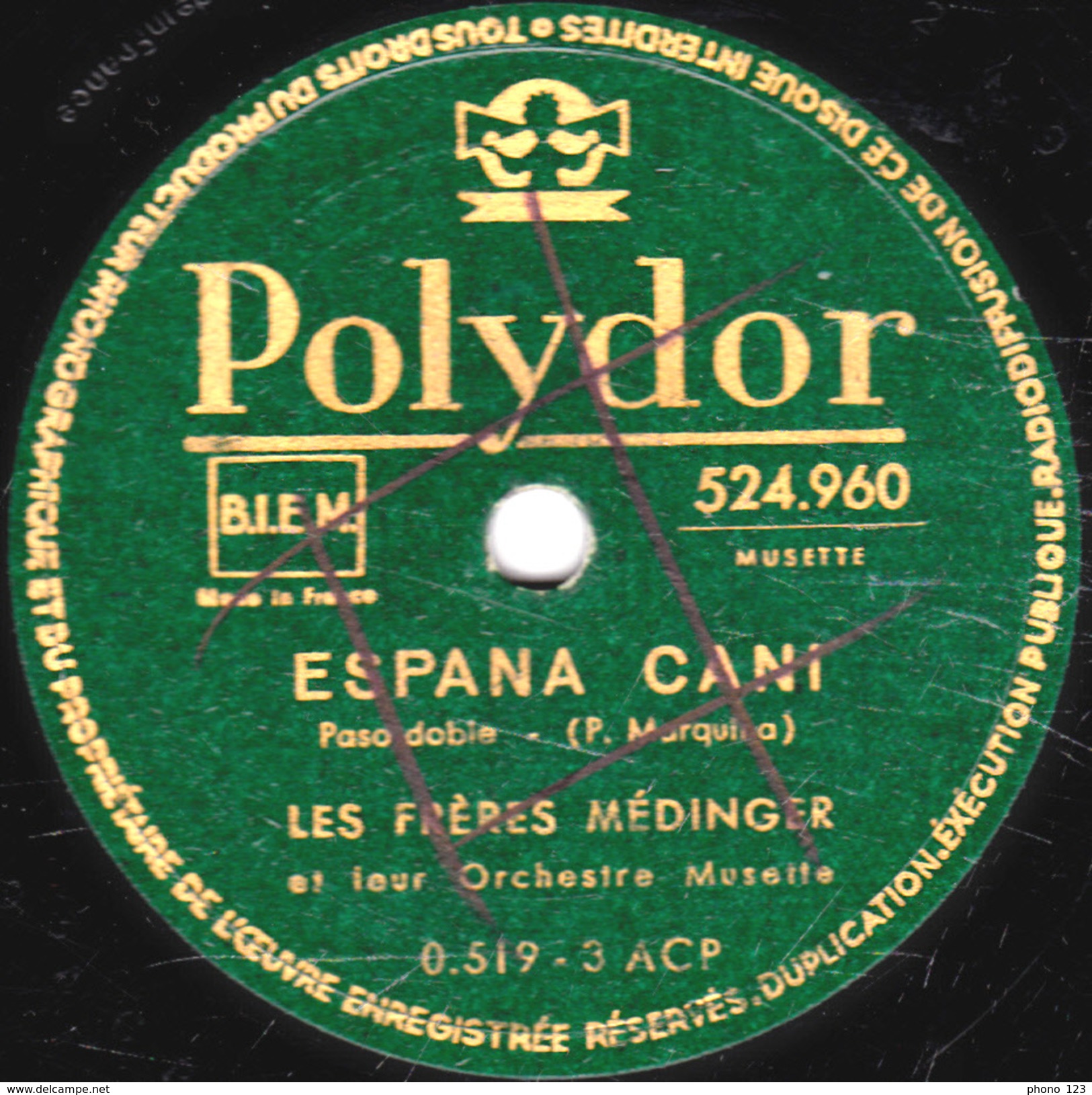 78 T. - 25 Cm - état  B - LES FRERES MEDINGER -  PAMPERO - ESPANA CANI - 78 T - Discos Para Fonógrafos