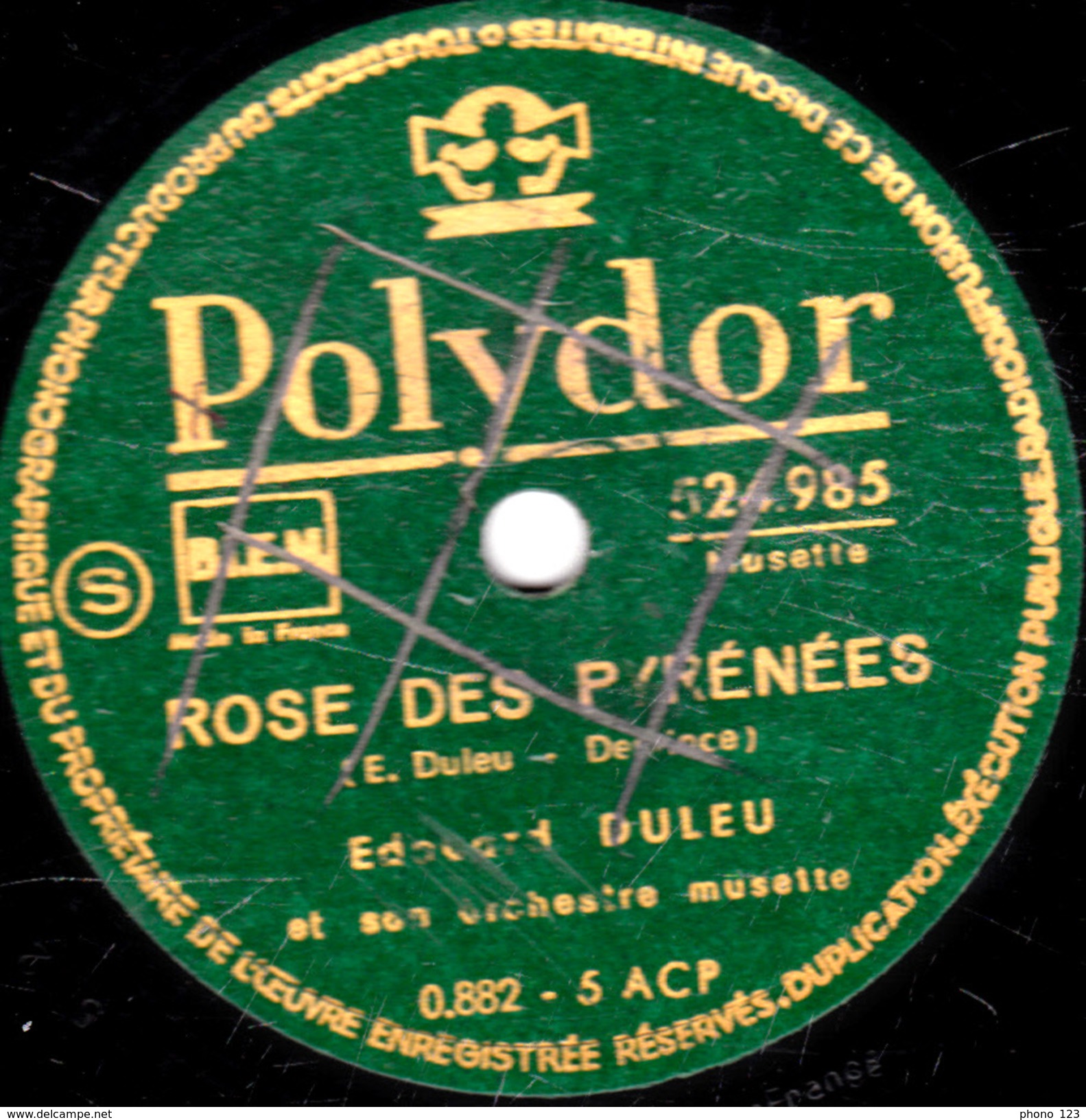 78 T. - 25 Cm - état  B - Edouard DULEU - SERENADE ARGENTINE - ROSE DES PYRENEES - 78 T - Discos Para Fonógrafos
