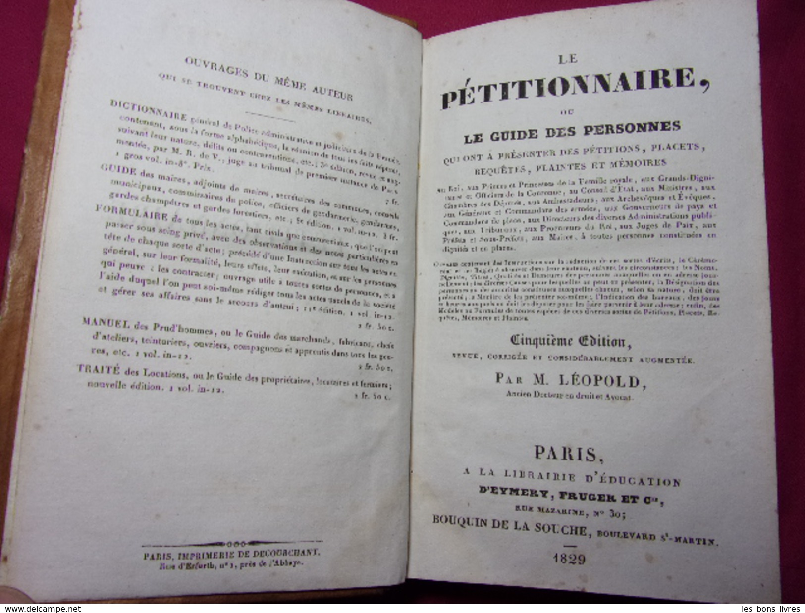M.Léopold LE PÉTITIONNAIRE OU LE GUIDE DES PERSONNES - 1701-1800