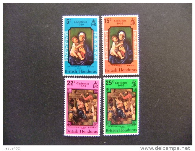 BRITISH HONDURAS HONDURAS BRITANNIQUE 1968 Noël Tableaux Yvert Nº 237 / 240 ** MNH Sg Nº 279 / 82 ** MNH - Madonnas