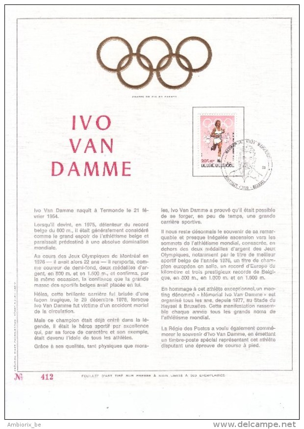 Carte Max Gold - Feuillet Or - 1974 - Ivo Van Damme - 1971-1980