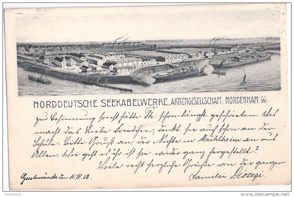 GEESTEMÜNDE Bremerhaven Firma Norddeutsche Seekabelwerke AG Nordenham 14.11.1908 Gelaufen - Bremerhaven