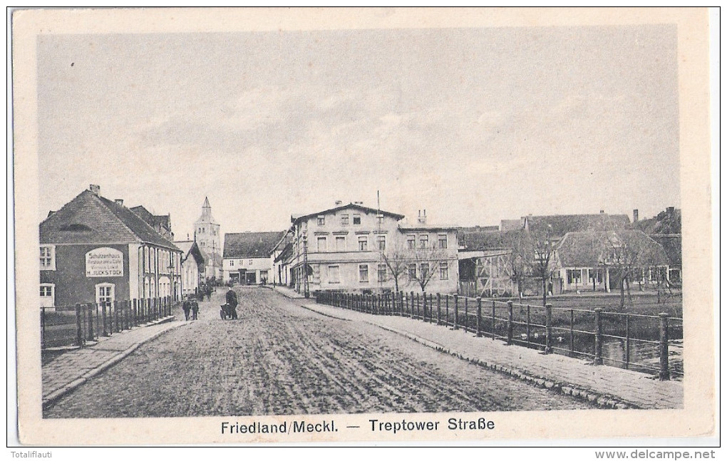 FRIEDLAND Mecklenburg Treptower Straße Belebt Schützenhaus Restaurant Cafe Ungelaufen - Neubrandenburg