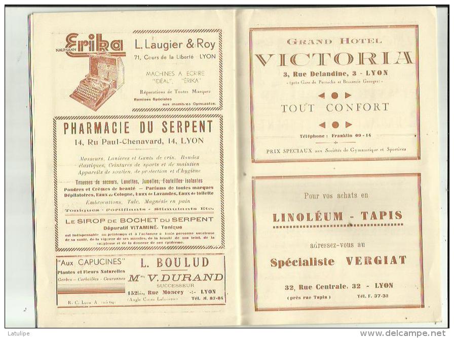 PROGRAMME _LYON _GYMNASTE  S A G _XVe Grand Gala Gymnique FRANCO_SUISSE _Le 16 Janvier 1938 a LYON 69