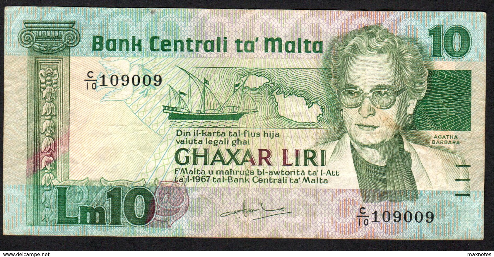 MALTA : 10  Liri - P39 - VF - Malte