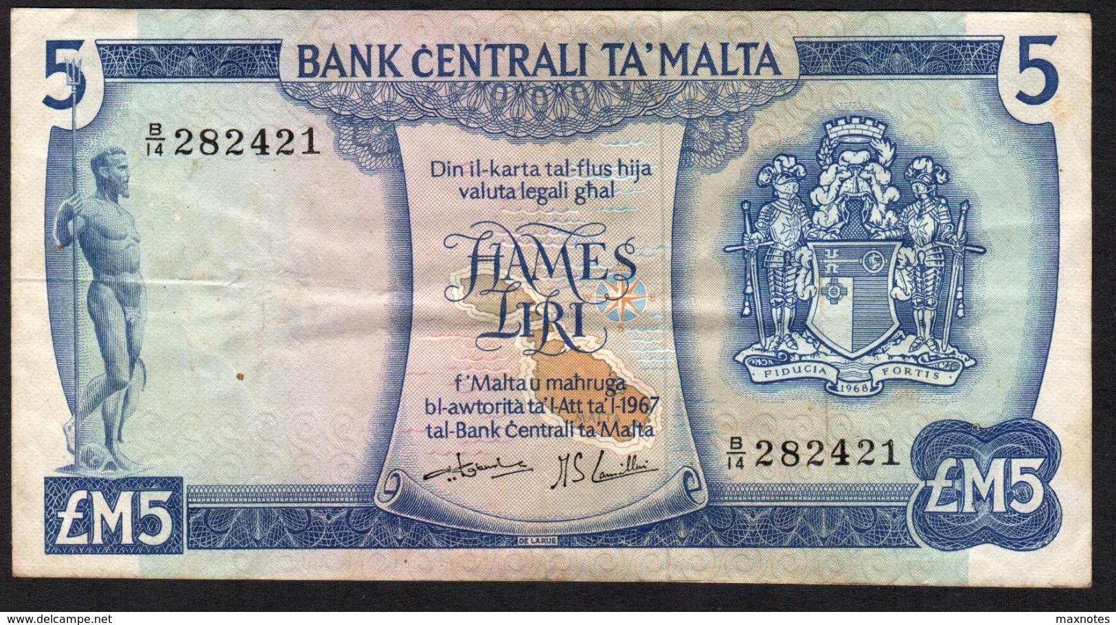 MALTA : 5  Liri - P32 - VF - Malta