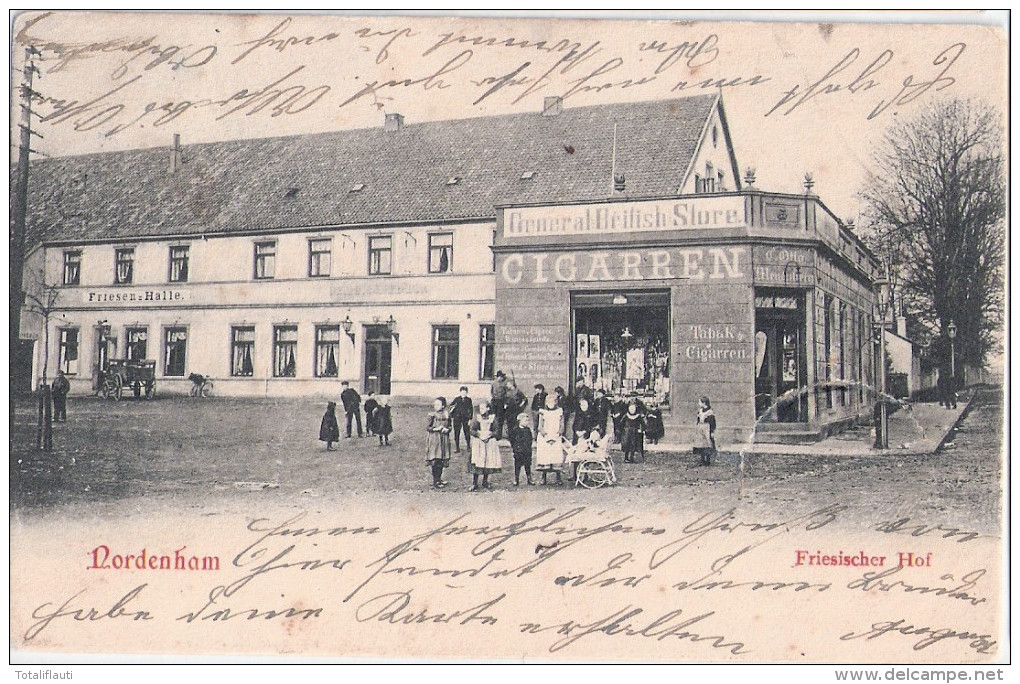 NORDENHAM Friesischer Hof Friesenhalle CIGARREN Genral British Store Otto Meyenberg Belebt 22.3.1903 Gelaufen - Nordenham
