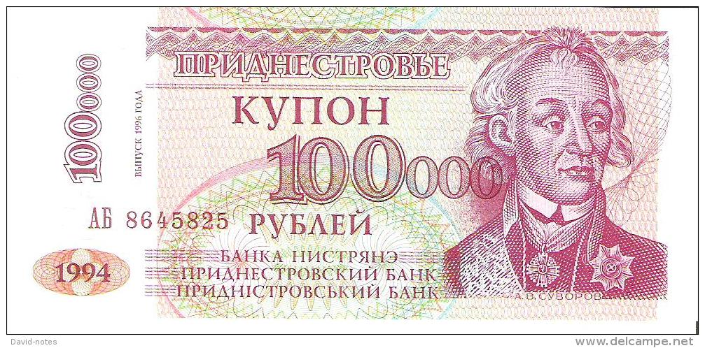 Transnistria - Pick 31 - 100.000 Rublei 1996 - Unc - Altri – Europa