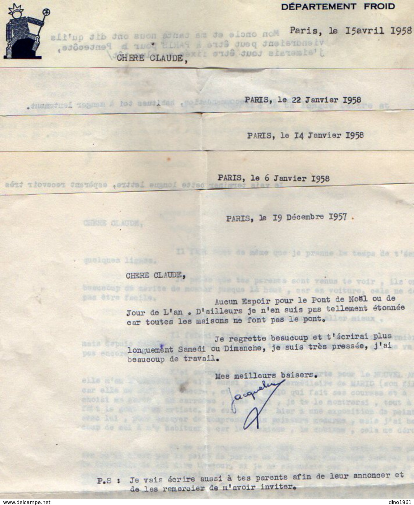 VP5646 - 8 Lettres De Mme J.LAVILLONNIERE à PARIS Pour Mr C. JEANBLANC Au Plateau D'ASSY ( Haute Savoie ) Récit - Collections