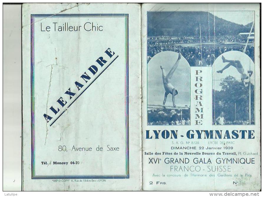 LYON _GYMNASTE  S A G _XVIe Grand Gala Gymnique FRANCO_SUISSE _10 CHAMPIONS SELECTIONNE_Le 22 Janvier1939 - Gymnastique