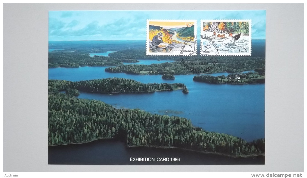 Finnland 922/3 Yt 886/7 Fa 924/5 Sc 675/6 Maximumkarte CM, SST STOCKHOLMIA '86: Tourismus In Skandinavien - Maximum Cards & Covers