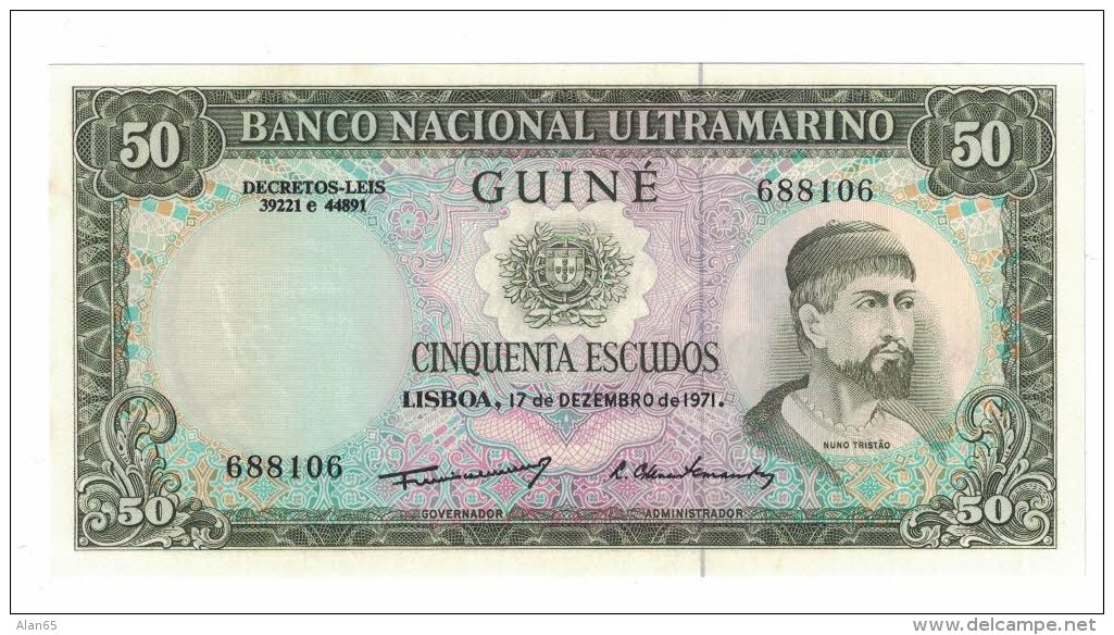 Portugese Guine (now Gunea-Bissau) #44 50 Escudos 1971 Issue - Guinea–Bissau