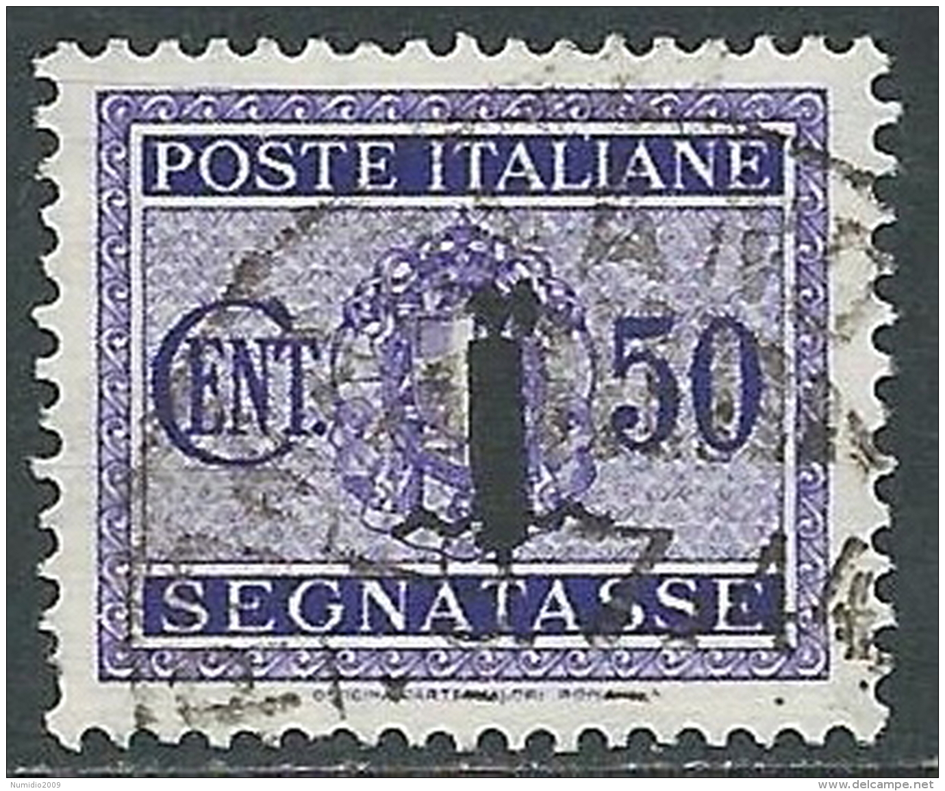 1944 RSI USATO SEGNATASSE 50 CENT - R3-10 - Portomarken