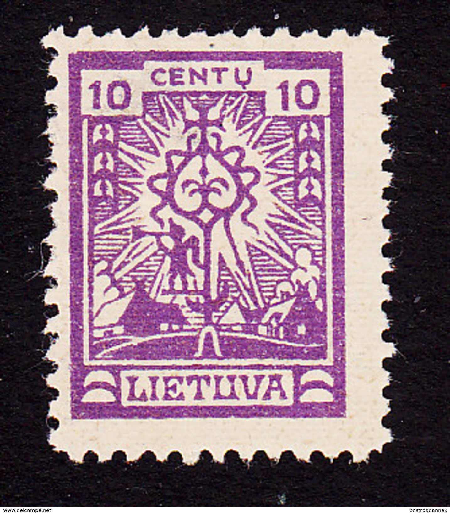 Lithuania, Scott #190, Mint Hinged, Cross, Issued 1923 - Lithuania