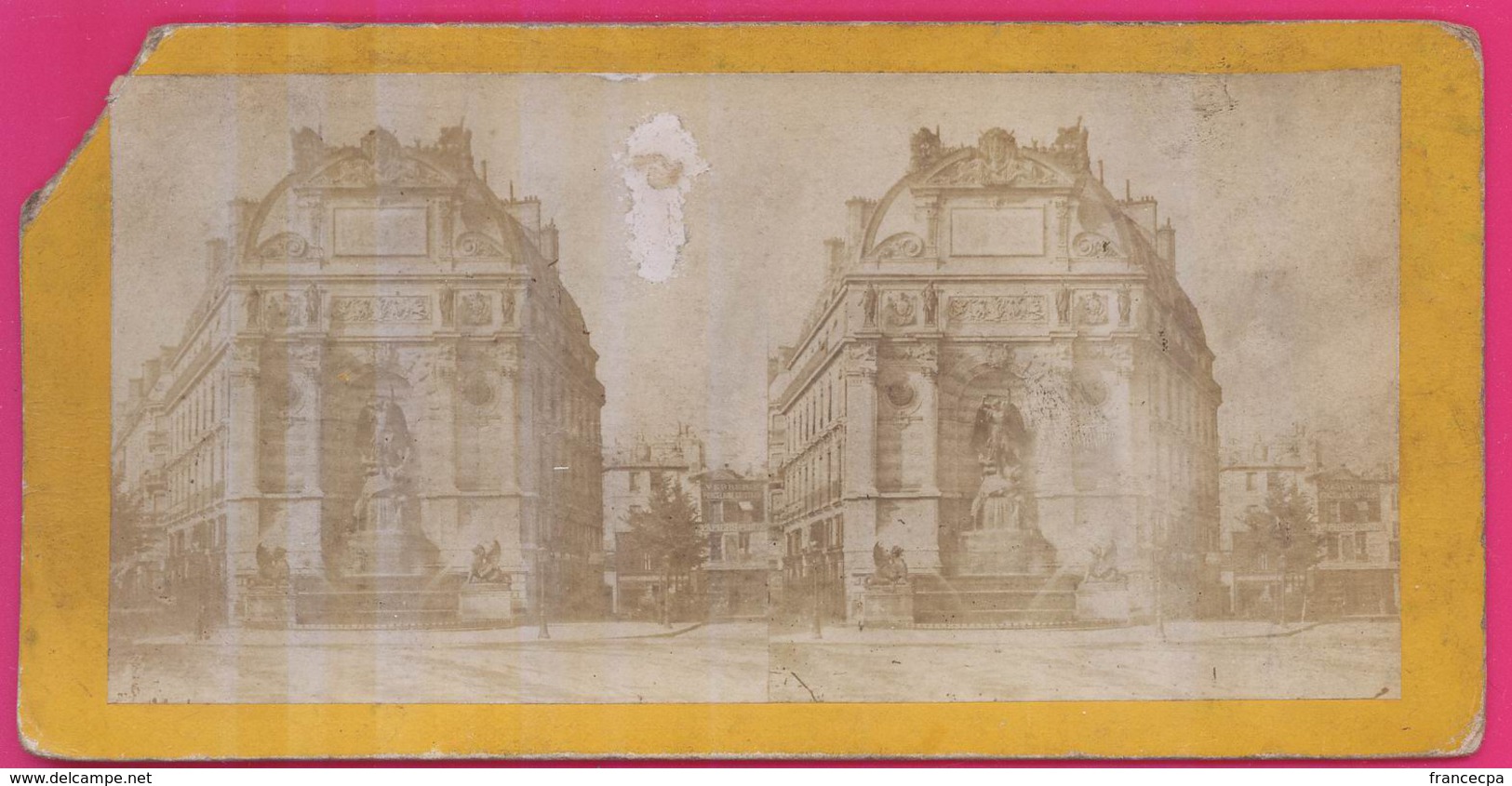 75-099 - STEREO - PARIS - Fontaine Saint Michel - Photos Stéréoscopiques