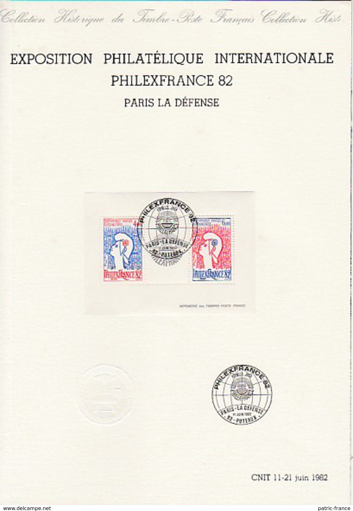 FRANCE 1982 - Philexfrance Paris - Marianne De Cocteau BF8 1er Jour 11 Juin - Document Philatélique Officiel - Blocs Souvenir