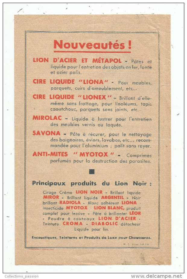 Facture , Les Produits Du LION NOIR , Métapol , Liona , Lionex , Mirolac , Savona , Myotox , 2 Scans - Perfumería & Droguería