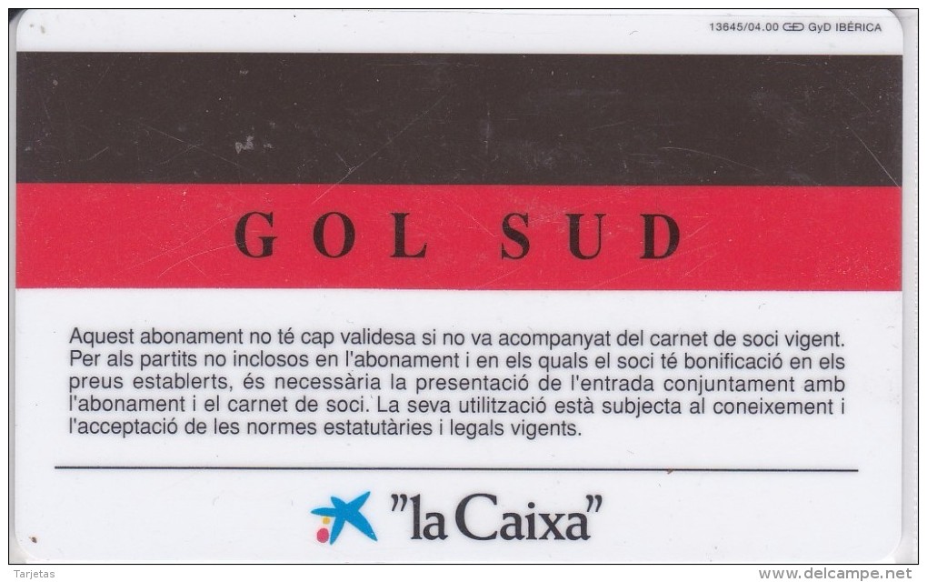 CARNET DE SOCIO DE FUTBOL CLUB BARCELONA AÑO 2000-2001 GOL SUD (FOOTBALL) BARÇA (LA CAIXA) - Sport