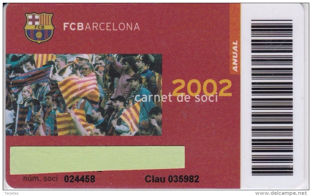 CARNET DE SOCIO DE FUTBOL CLUB BARCELONA AÑO 2002 ANUAL (FOOTBALL) BARÇA (LA CAIXA) - Sport