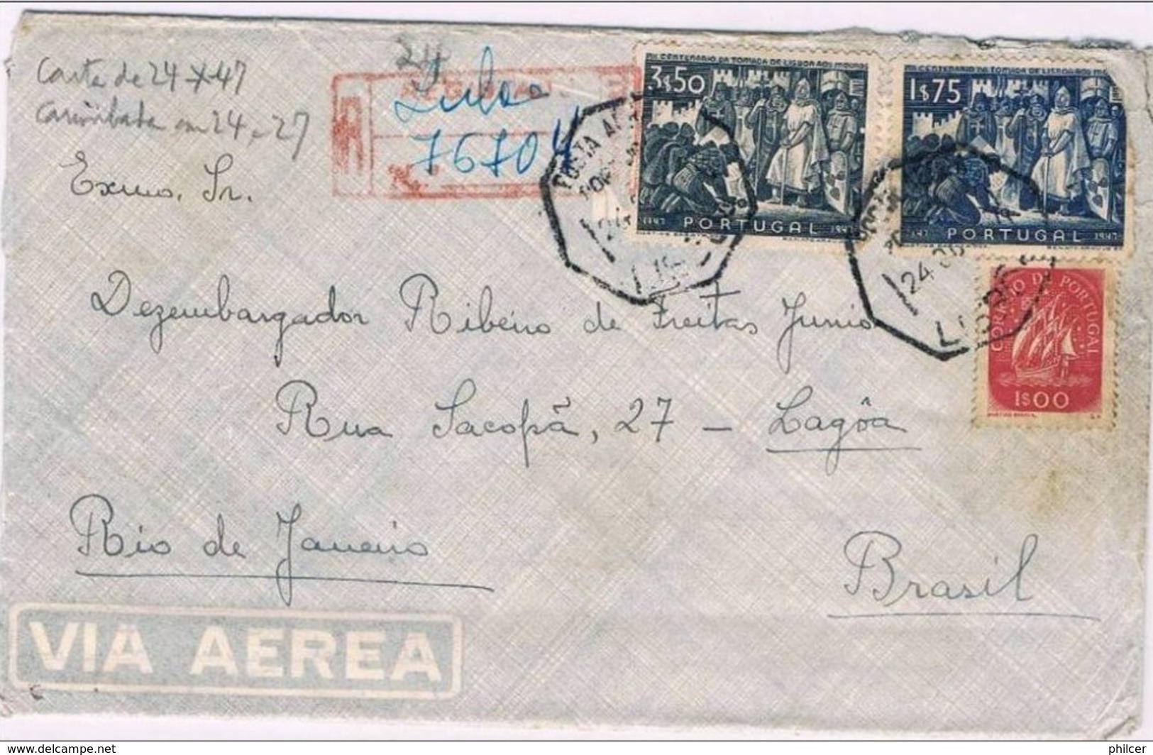 Portugal, 1947, Correio Aéreo Lisboa-Rio De Janeiro - Used Stamps