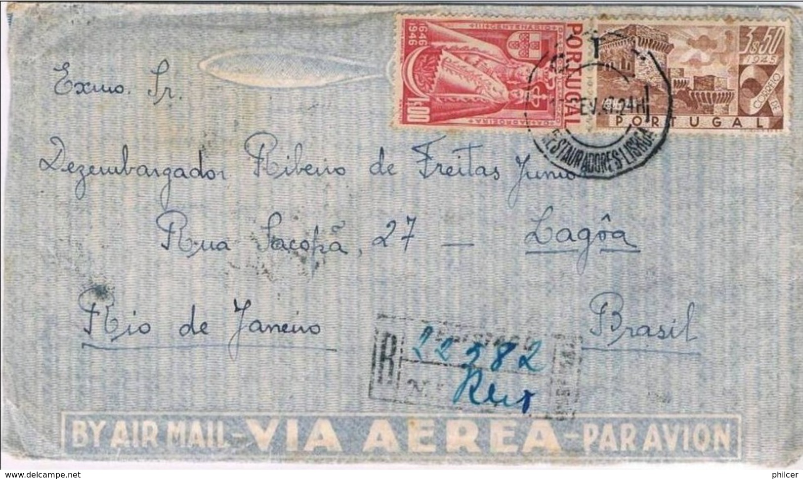 Portugal, 1947, Correio Aéreo Lisboa-Rio De Janeiro - Usati