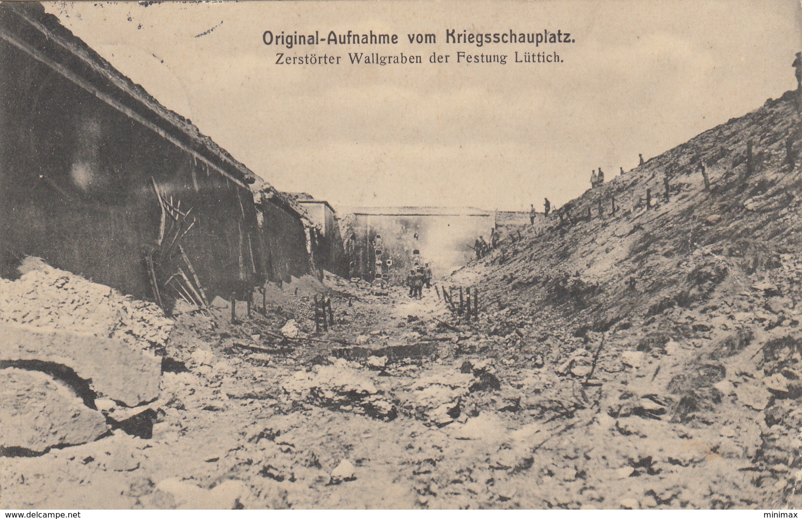 Zerstörter Wallgraben Der Festung Lüttich - 1914 - Cachet - Casernes