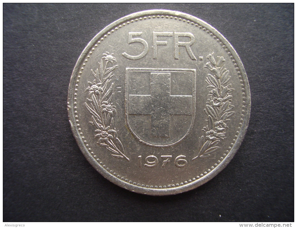 SWITZERLAND 1976  FIVE FRANCS Copper-nickel USED COIN In GOOD CONDITION. - Otros & Sin Clasificación