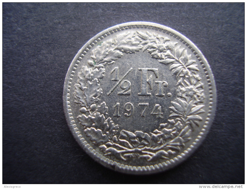 SWITZERLAND 1974  HALF FRANC Copper-nickel USED COIN In GOOD CONDITION. - Other & Unclassified