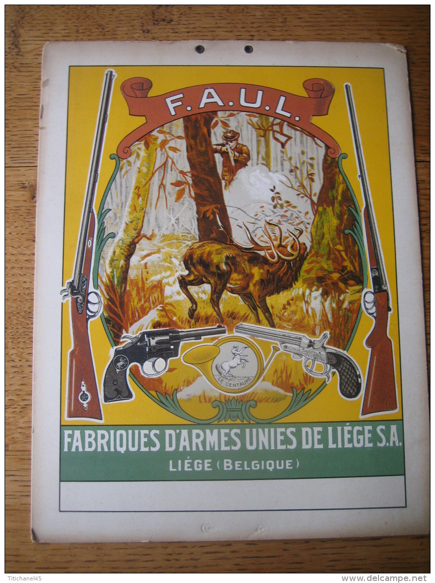 Superbe Carton Publicitaire Original 1946 FABRIQUES D'ARMES UNIE DE LIEGE - Marque "LE CENTAURE" - Pappschilder