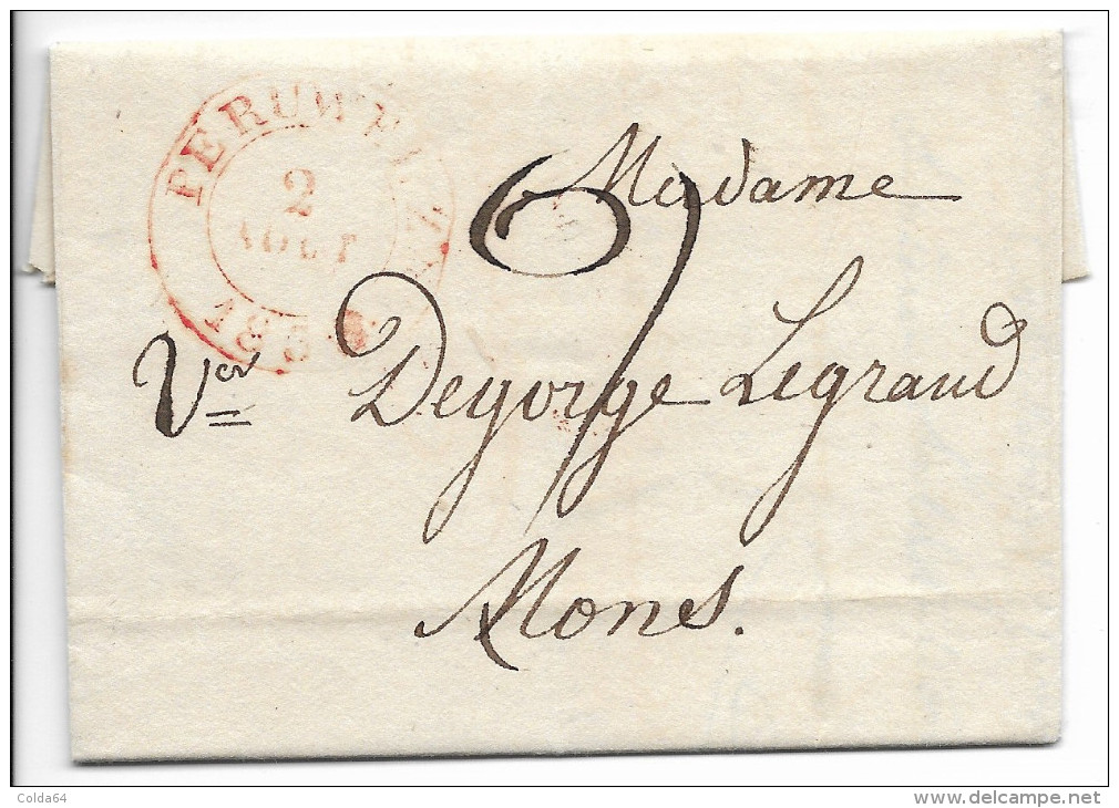 Lettre De  Peruwelz Pour Mons. 2 Aout 1838. - 1830-1849 (Belgique Indépendante)