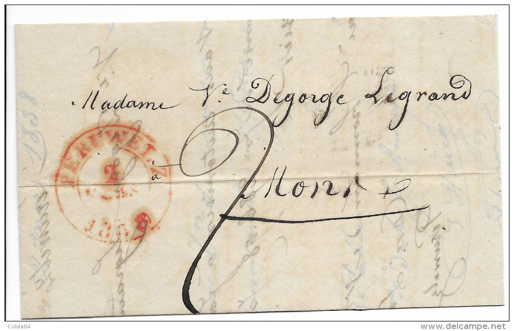 Lettre De  Peruwelz Pour Mons. 2 Mars 1838. - 1830-1849 (Belgica Independiente)