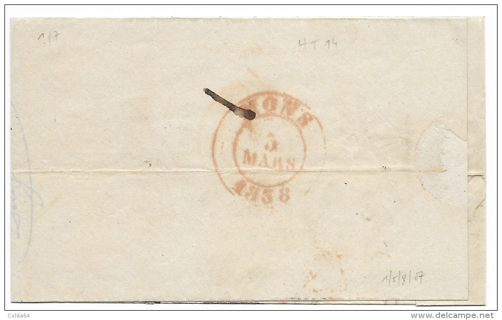 Lettre De  Peruwelz Pour Mons. 2 Mars 1838. - 1830-1849 (Belgica Independiente)