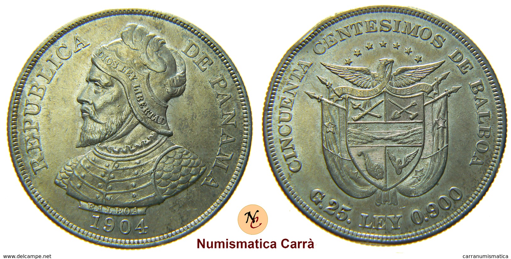 [NC] PANAMA - 50 CENTESIMOS DE BALBOA - 1904 - ARGENTO (nc1892) - Panama