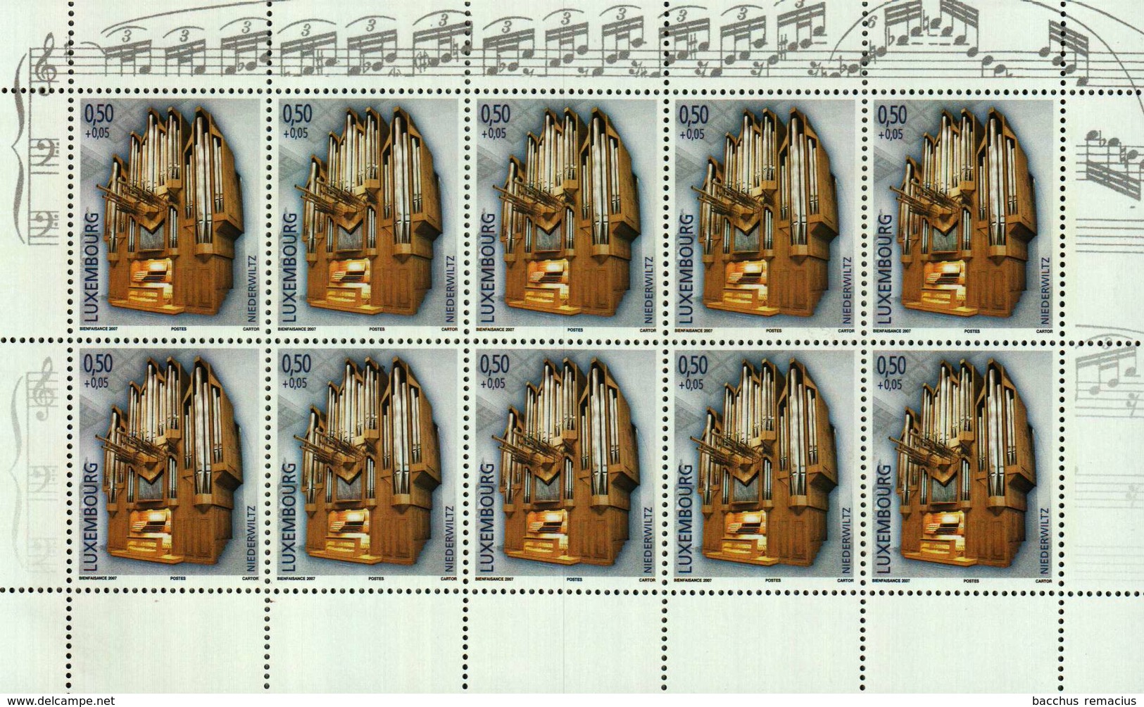 Luxembourg 4 Feuillets De 10 Timbres à 0,50+0,05euro/0,70+0,10/0,90+0,10/1+0,25 Orgue,Orgel,OrganTimbreBienfaisance 2007 - Blocs & Feuillets