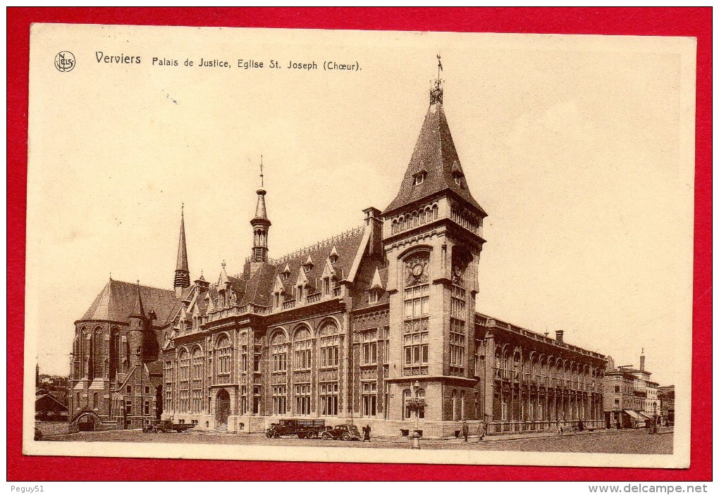 Verviers. Palais De Justice Et église Saint Joseph. Camions, Voitures. 1941 - Verviers
