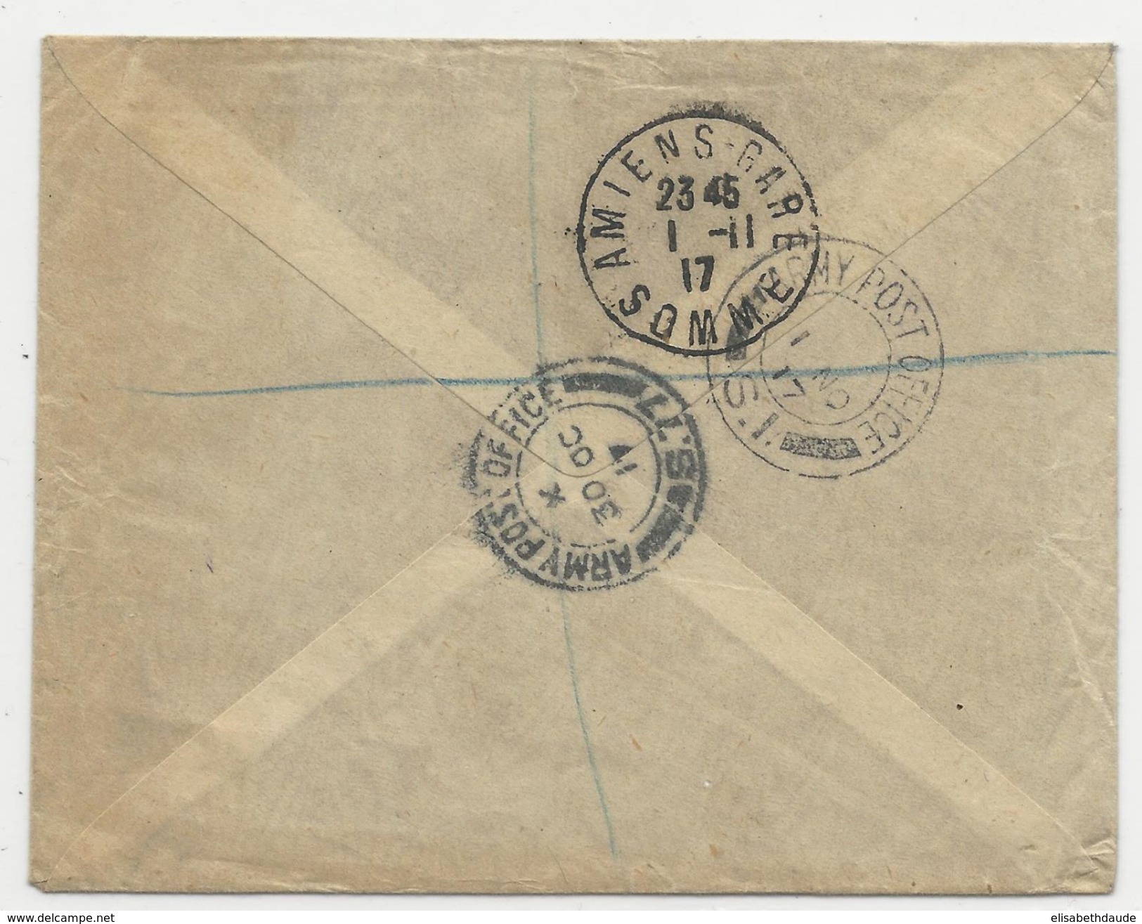 GB - 1917 - ENVELOPPE RECOMMANDEE Du SECTEUR MILITAIRE N°77 Avec CENSURE Pour PARIS - Marcofilia