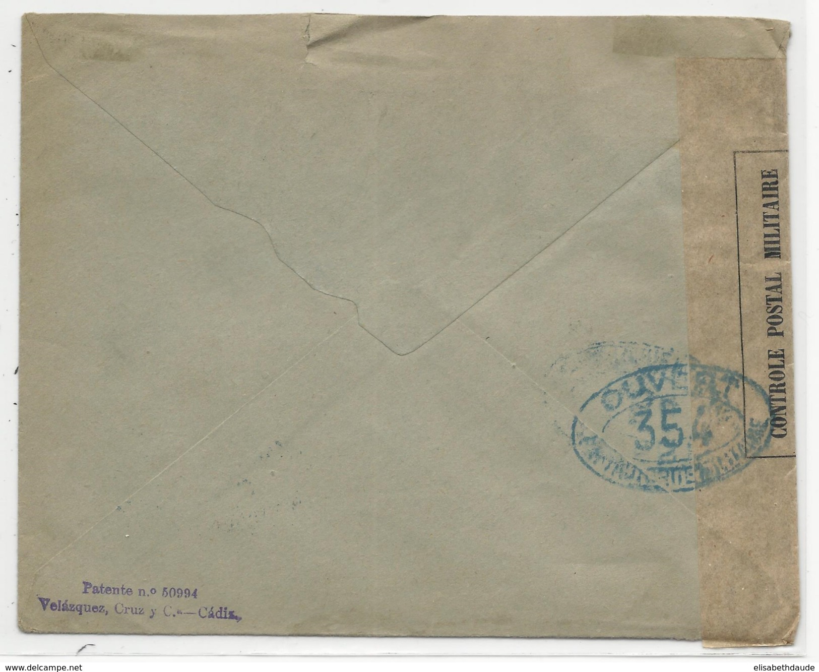 ESPAGNE - 1917 - ENVELOPPE De CADIZ Avec CENSURE FRANCAISE Pour MARSEILLE - Storia Postale