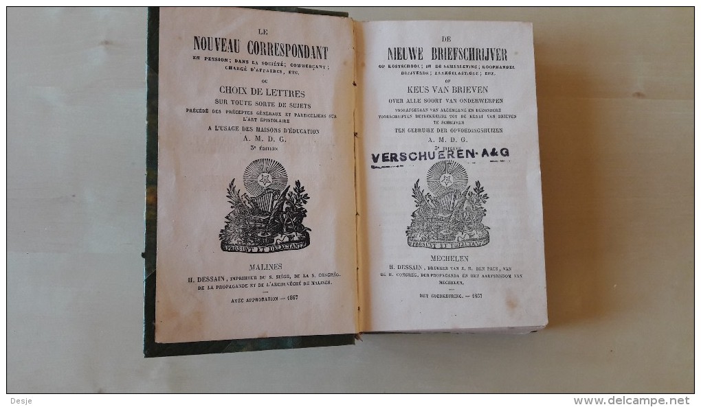 De Nieuwe Briefschrijver - Le Nouveau Correspondant, 592 Pp., Mechelen, 3de Uitgave, 1868 - Anciens