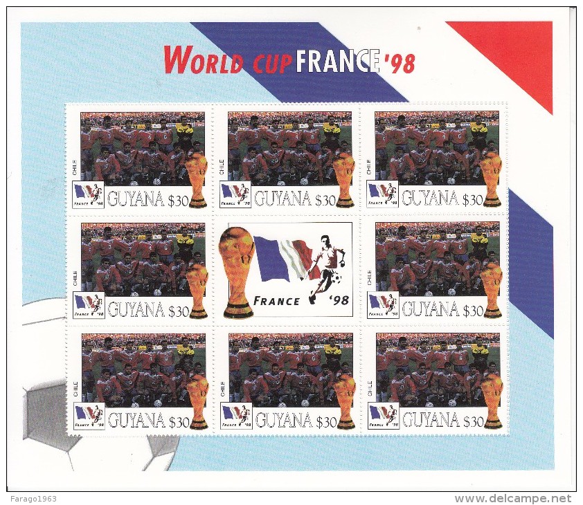 1998 Guyana  World Cup France  Team CHILE  Miniature Sheet Of 8 Great Christmas Gift MNH - 1998 – France