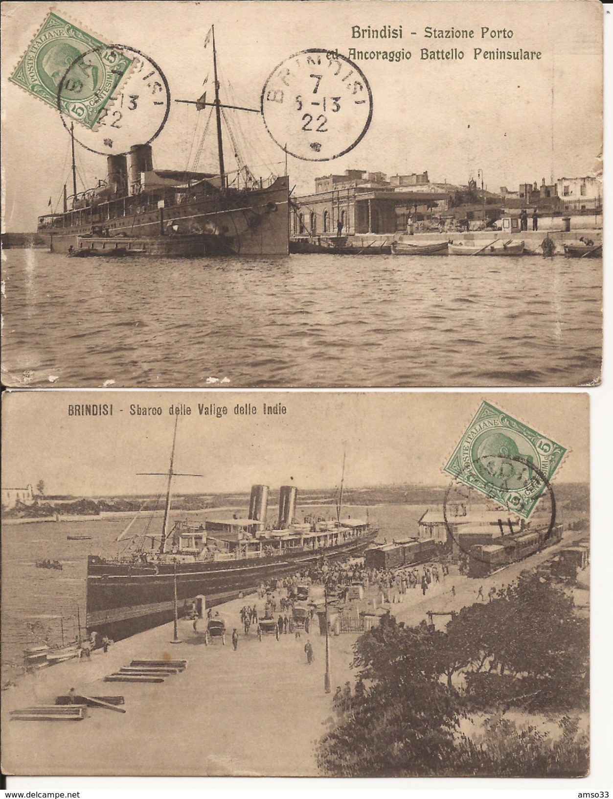 8835. ITALIE BRINDISI. LOT DE 2 CPA - Altri & Non Classificati