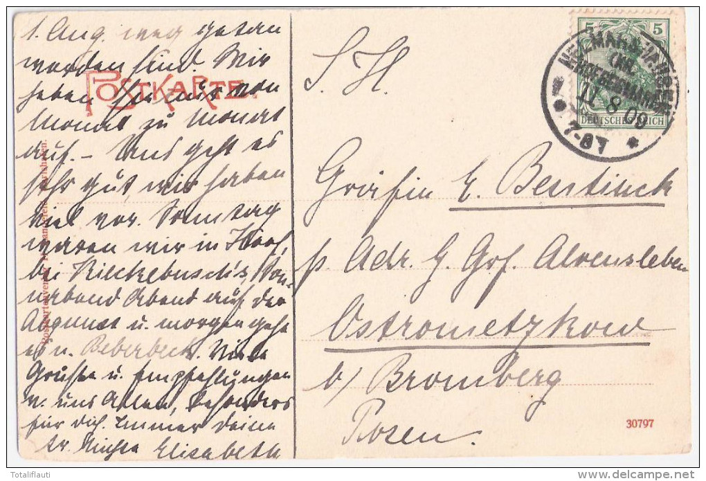 Schloß HELMARSHAUSEN Bei Bad Karlshafen Autograf Adel Nichte An Tante Gräfin Bentinck 11.8.1909 Gelaufen - Bad Karlshafen
