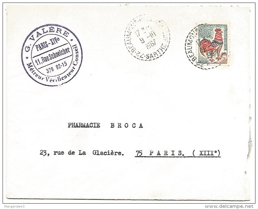 LETTRE DE BEAUMONT PIED DE BOEUF (SARTHE) 1967 - 1961-....