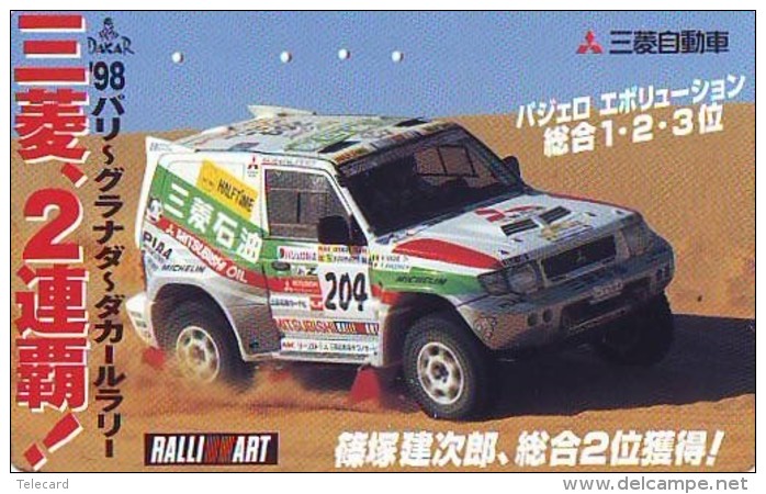 Télécarte Japon RALLYE RALLY RALLEY (1656) MITSUBISHI * AUTO * VOITURE * CAR  Phonecard JAPAN * RACING TK * DAKAR-AGADES - Voitures