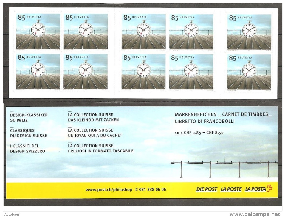 Schweiz Suisse 2003 Design-Klassiker Bahnhofsuhr MH 0-135 (1862) Carnet Booklet MNH Postfr. Neuf Selbstkl. Selfadhesive - Booklets