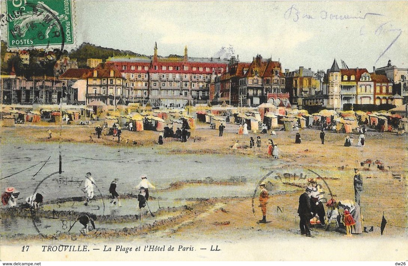Trouville - La Plage Et L'Hôtel De Paris - Carte LL N° 17 Colorisée - Trouville