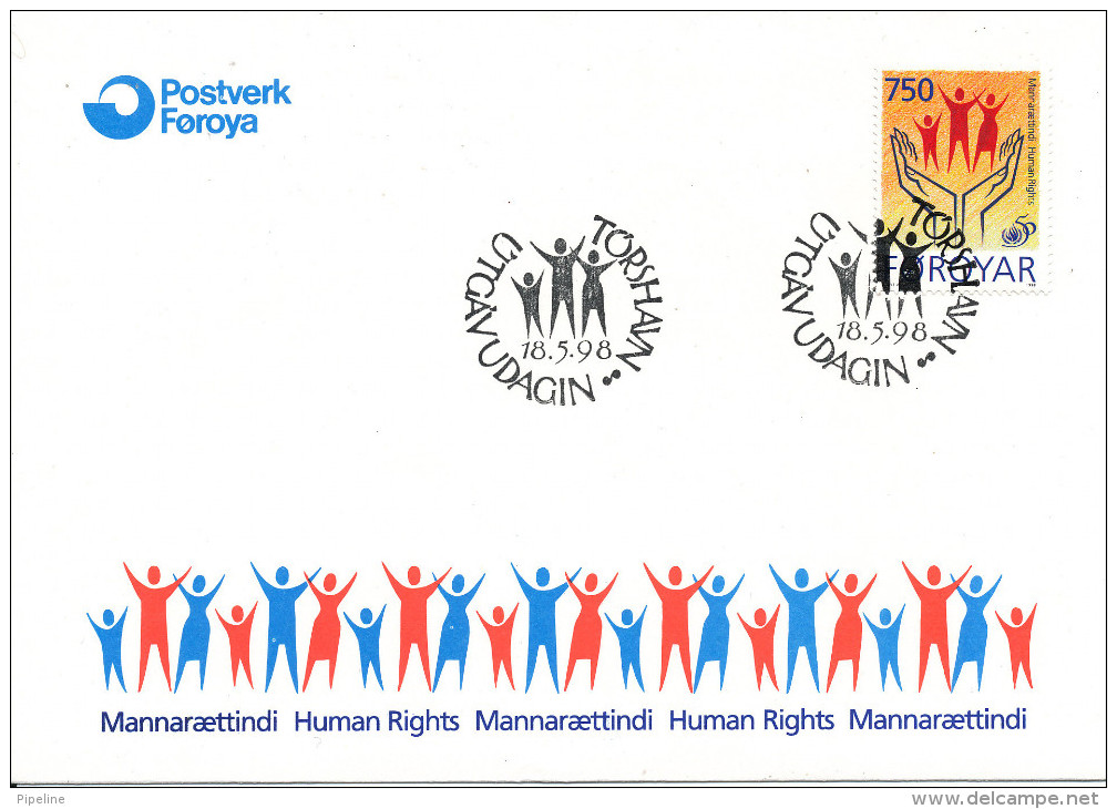 Faroe Islands FDC 18-5-1998 HUMAN RIGHTS With Cachet - Faroe Islands