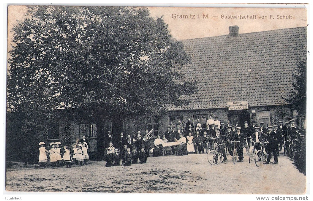 GRAMNITZ Mecklenburg Bei Hagenow Gasthaus Zum Deutschen Hause F Schult 11.3.191....gelaufen - Hagenow